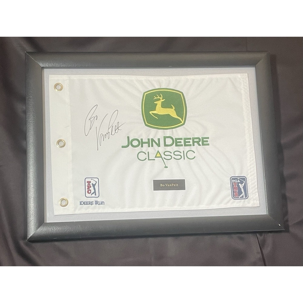 Bo VanPelt Signed PGA TOUR TPC DEERE RUN JOHN DEERE CLASSIC PIN FLAG Framed‎